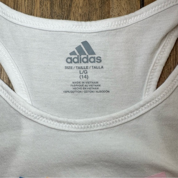 NWOT Adidas Girl Tank Top with Fluorescent Confetti Neon & Side Tie / Size 14 - Picture 10 of 10